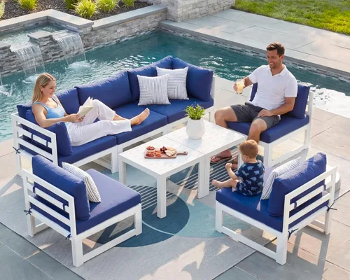Miniatura 56 de NICESOUL - Juego de 10 muebles de patio extra grandes de aluminio moderno, sofá para exteriores con asiento de 29" de profundidad y ancho, 500 lbs
