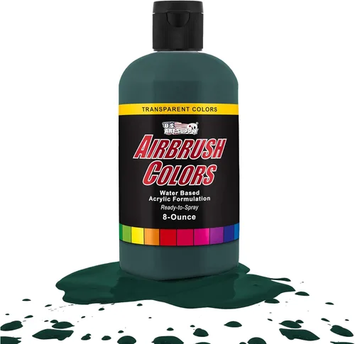 Miniatura 10 de U.S. Art Supply Pintura acrílica transparente Chartruesse para aerógrafo, 8 onzas, lista para rociar, pintura con pincel de aire para uñas, modelos