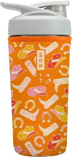 Miniatura 15 de Sok It BotlSok Botella Mezcladora de Proteínas con Funda Aislante de Neopreno (Floral Abstracto, Se Ajusta a Mezcladoras de 24oz)