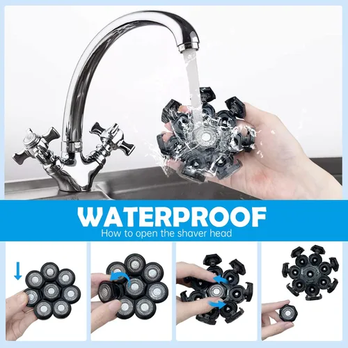 Miniatura 5 de Cabezales de repuesto para afeitadora eléctrica 8D – 8 cuchillas, repuesto de cuchillas rotativas universales de acero inoxidable para afeitadora