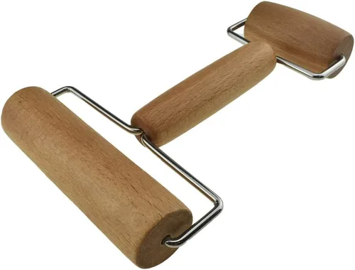 HAHIYO Rodillo de madera 2 en 1 de diseño de diamante herramienta de pintura rodillo herramienta de cerámica artesanal rodillo de arte de diamante