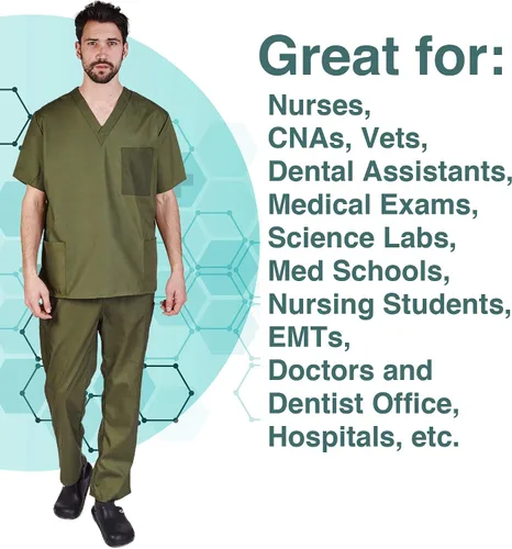 Miniatura 3 de Natural Uniforms Cómodo ajuste para hombre, uniforme de trabajo, 8 bolsillos