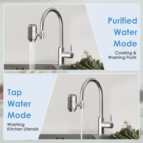 Miniatura 4 de Vortopt Filtro de agua para grifo para fregadero, flujo rápido, sistema de filtración de agua de montaje en grifo de 400 galones para agua