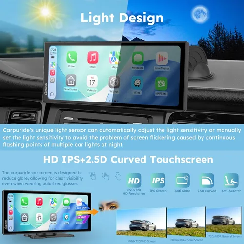 Miniatura 8 de CARPURIDE W125S Carplay inalámbrico HD de 11.26 pulgadas y pantalla automática Android, cámara 4K + 1080P+1080P Dash para automóviles con tarjeta