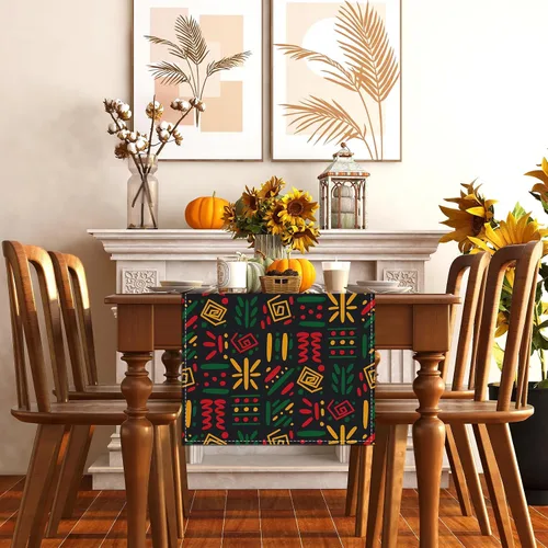 Miniatura 3 de Camino de mesa y mantel del mes de la historia negra, decoraciones y suministros para la mesa de la cocina del hogar, 13 x 72 pulgadas