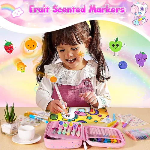 Miniatura 3 de CGBOOM Juego de marcadores perfumados con bonito estuche para niños, 40 marcadores de pintura como suministros de arte y regalo de creatividad