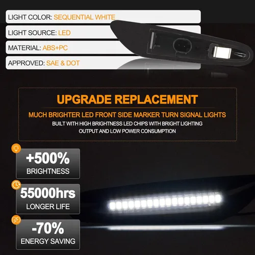 Miniatura 3 de Gempro Luces LED de señalización lateral blanca secuencial para BMW E84 E81 E82 E87 E88 E90 E91 E92 E93 E46 E53 X3 E83 X1 lente de humo, 2