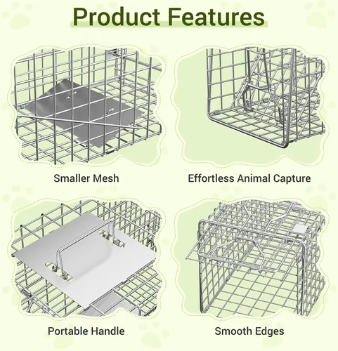 Miniatura 4 de ZENY Jaula de acero para animales vivos, jaula de roedores para conejos, gatos callejeros, ardillas, mapaches, topos, topes, pollo, zarigüeya