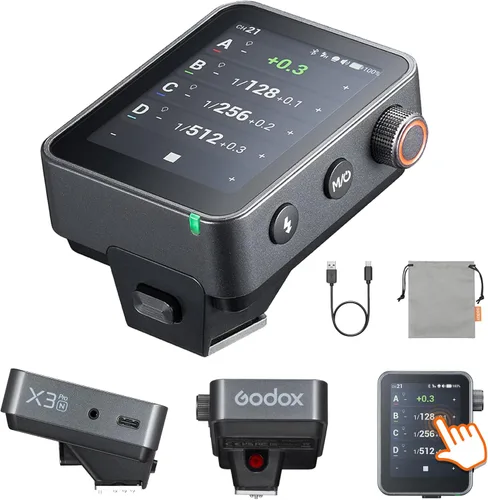 Miniatura 13 de Godox X3 Pro C X3 PRO-C TTL Disparador de flash inalámbrico para cámara Canon, transmisor de flash de pantalla táctil LCD de 2.4 GHz, batería