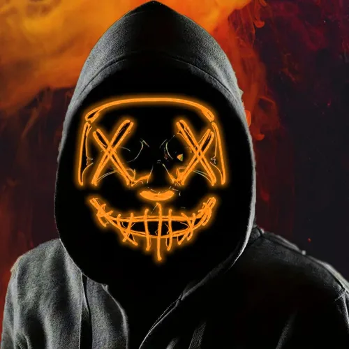 Boolavard Máscara de Halloween con luz LED para festivales, cosplay, disfraz de Halloween, fiestas de máscaras, carnaval, regalos Naranja