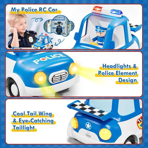 Miniatura 5 de Lehoo Castle Auto a control remoto para niños pequeños, camiones de bomberos para niños pequeños de 3 a 5 años, juguete de coche de policía a