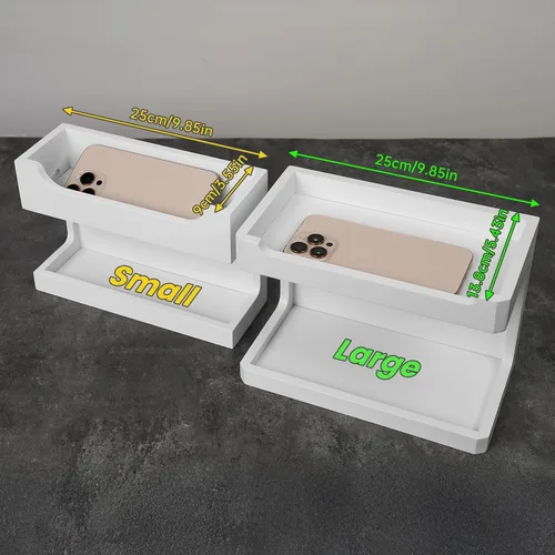 Miniatura 3 de NiHome Organizador Grande de Mesita de Noche de Madera para Montar en la Pared, Estantes de Almacenamiento Dobles y Ganchos Magnéticos, Estante