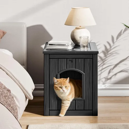 Miniatura 9 de KAMABOKO Casa para gatos al aire libre, resistente a la intemperie, refugio de plástico PP para uso en interiores y exteriores, casa duradera