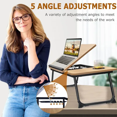 Miniatura 5 de Mesa portátil ajustable para cama, mesa de cama para portátiles, soporte para portátil para camas, escritorio de regazo plegable para portátiles