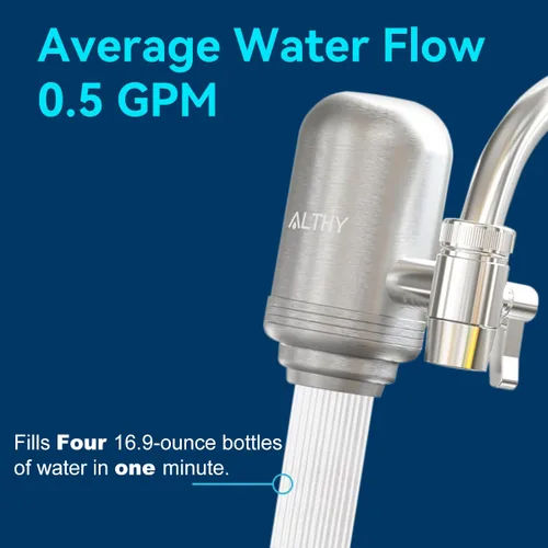 Miniatura 2 de ALTHY Sistema de filtración de agua de acero inoxidable, purificador de filtro de agua de 400 galones sin BPA para grifo de fregadero, certificado