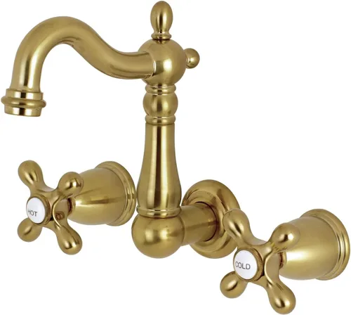 Miniatura 7 de Kingston Brass KS1223AX - Grifo de baño de montaje en pared central de 8 pulgadas, latón antiguo