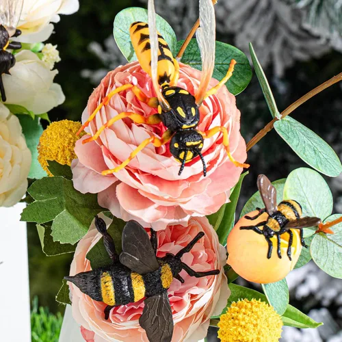 Miniatura 6 de RoundFunny Juego de 20 figuras de abeja de miel realistas, varios modelos de abejas, abejas falsas, colección educativa temprana de criaturas