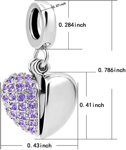 Miniatura 3 de KunBead - Abalorio con forma de corazón con texto en inglés I Love You para pulseras, regalo de cumpleaños para abuela, hermana, mamá, mejor amiga.