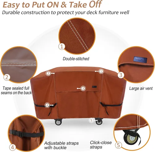 Miniatura 4 de NettyPro Cubierta para Plancha Blackstone de 28 pulgadas Impermeable Resistente 2 Quemadores Plancha Plana Cubierta para Parrilla de Gas de 28