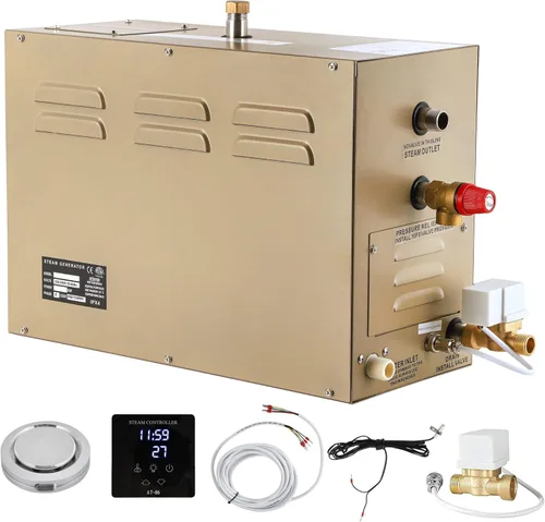 CGOLDENWALL - Sistema de generador vapor autodrenante, de grado comercial, para ducha/baño sauna por 0.5 a 12 horas con control táctil inteligente;