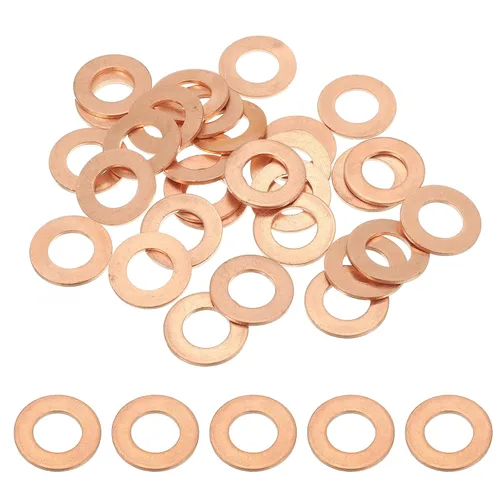 Miniatura 25 de PATIKIL Anilla de arandela de cobre M4, 25 piezas, 4mm ID 8mm OD 1mm de espesor, arandela plana métrica de sello de cobre para tornillos, pernos