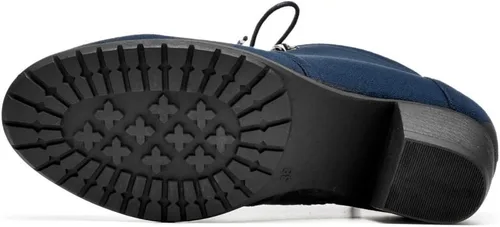 Miniatura 4 de VJH confort Botines para mujer, con cordones, punta redonda, cómodos, de tacón bajo, con cremallera lateral