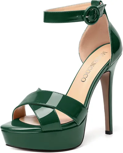 Miniatura 43 de MODENCOCO Sandalias de boda con correa de tobillo sexy para mujer, con plataforma y puntera abierta, tacón de aguja y tacón alto, zapatos de vestir