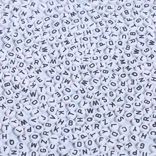 Miniatura 13 de Cuentas de letras acrílicas doradas para pulseras, cuentas redondas, 0.157 x 0.276 pulgadas, 1200 unidades, para kit de fabricación de joyas