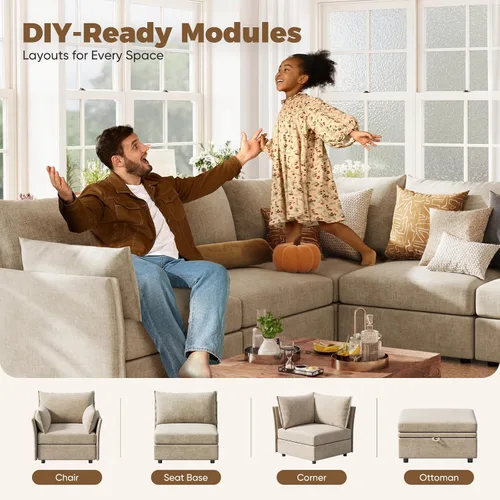 Miniatura 8 de ABCASA Silla de Acento de Gran Tamaño, Sillón Moderno Tapizado con Respaldo Extraíble y Funda Desmontable, Asiento de 24.5 Pulgadas de Profundidad
