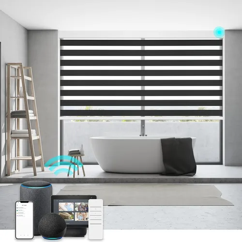 Miniatura 15 de Persianas de cebra Changshade para ventanas interiores con filtro de luz, persianas de cebra con cordón para puertas corredizas de vidrio