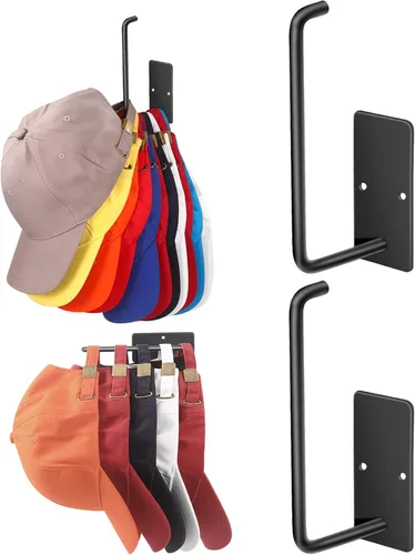 Miniatura 7 de Percheros para gorras de béisbol, paquete de 2 ganchos adhesivos de acero inoxidable para colgar sombreros para pared, organizador de ganchos