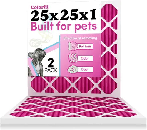Miniatura 10 de Colorfil - Filtro de aire de 18 x 18 x 1 pulgadas, filtros que cambian de color para olores de gatos y perros, filtro de aire acondicionado MERV 8