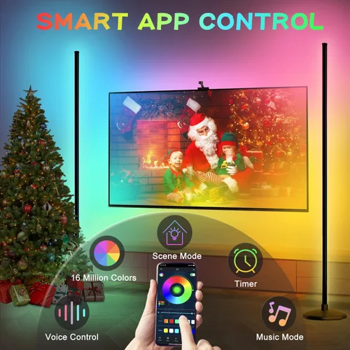 Miniatura 3 de LanAqua Lámpara de Pie de Esquina, Lámpara de Esquina LED RGB Inteligente, Lámpara de Pie LED que Cambia 16 Millones de Colores con Aplicación