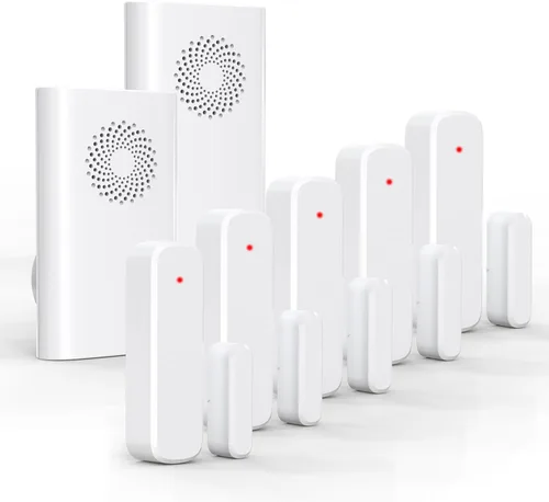 Timbre de puerta inalámbrico, alarma de sensor de puerta abierta al entrar Negocio/Oficina/Tienda (alcance de 500 pies 51 timbres Volumen ajustable)