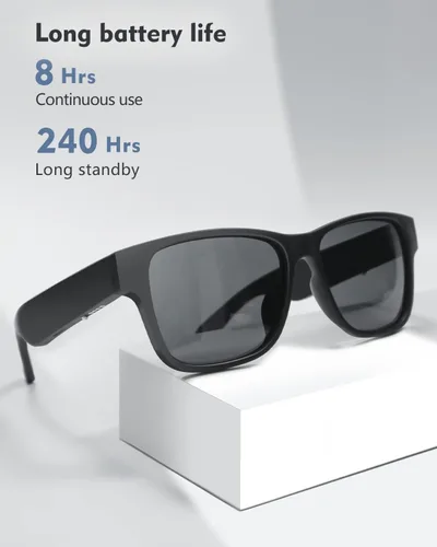 Miniatura 5 de RUIMEN Lentes inteligentes de audio Bluetooth para hombres y mujeres, lentes de sol inteligentes con altavoces y micrófonos con música de oído
