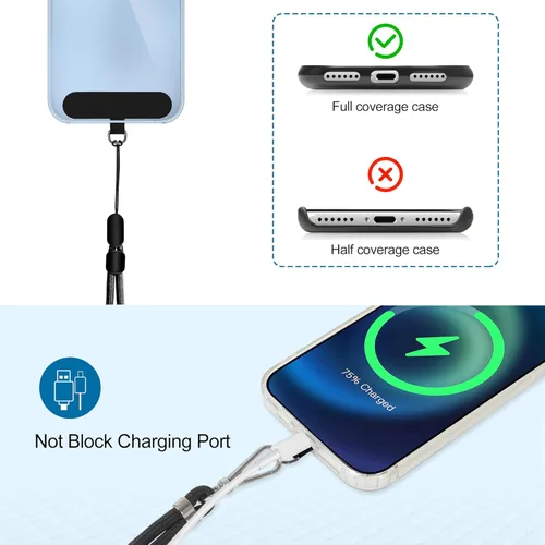 Miniatura 6 de Takyu Cordon para teléfono celular, cordon cruzado para teléfono con correa de cuello ajustable y paquete de 2 correas de muñeca para teléfono