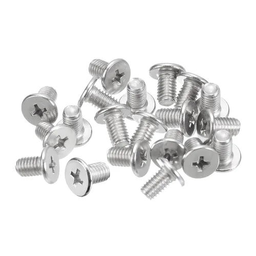 Miniatura 20 de Uxcell M1-0.25 x 2 mm 50 piezas Tornillos de cabeza plana redonda 304 de acero inoxidable Phillips Drive tornillos de máquina para fijación