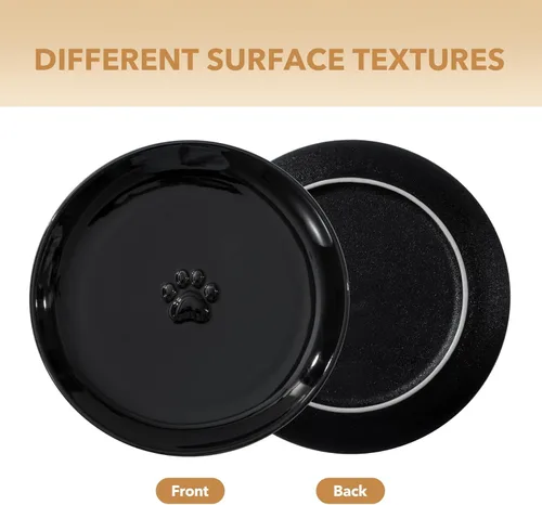 Miniatura 4 de Havniva Platos elevados de cerámica para gatos, cuenco para alimentos y agua con 2 estilos de soporte, juego de cuencos elevados ajustables para 2
