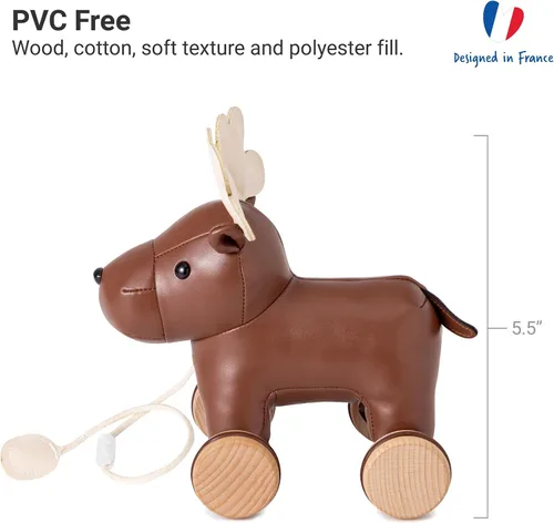Miniatura 4 de Little Big Friends Juguete de alce para niños pequeños Juguete suave para caminar con cordón ajustable Juguete clásico para empujar y tirar
