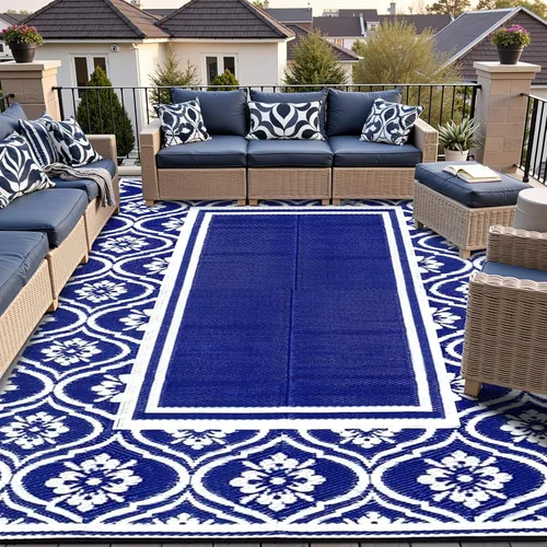 Miniatura 28 de HUGEAR Alfombra para RV Exterior Tapete Impermeable Alfombras para Exteriores 9'x12' para Patios Liquidación Alfombra Exterior Alfombras de Camping