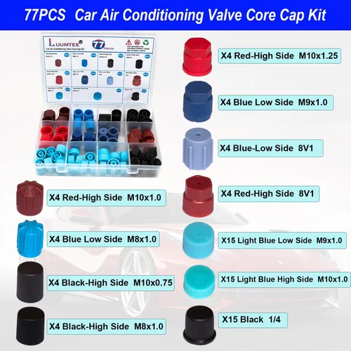 Miniatura 3 de Juego de 4 kits de reparación de aire acondicionado para automóvil, 270 piezas de juntas tóricas + 102 piezas A/C Kit de núcleo de válvula + 77