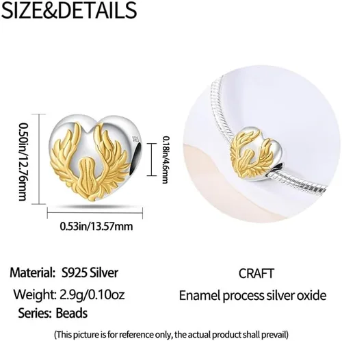 Miniatura 4 de CYCUFF Abalorios de plata de ley 925 adecuados para collares de dijes, pulseras, abalorios, joyería de regalo para mujer