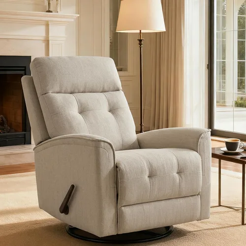 Silla reclinable giratoria para adultos, silla mecedora, pequeña reclinable giratoria para espacios pequeños, sala de estar, dormitorio, caravana