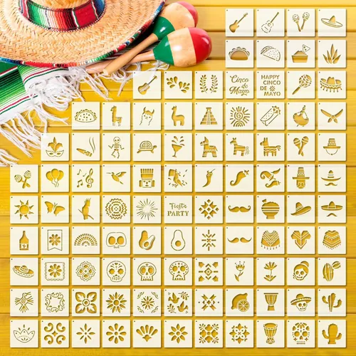 100 Piezas Plantillas para Pintar en Madera Plantillas Reutilizables Manualidades Plantillas de Dibujo Vacaciones Papel de Pared para Bricolaje