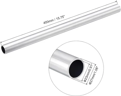 Miniatura 2 de uxcell Tubo redondo de aluminio 6063, tubo de 27 mm de diámetro exterior y 23 mm de diámetro interior de 400 mm de longitud para proyectos