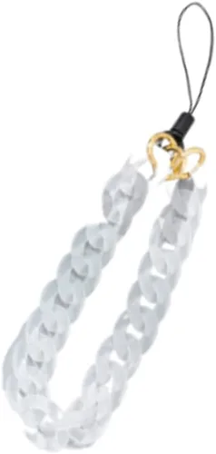 Miniatura 5 de COLORFUL BLING Abalorio para teléfono, estética, cuerda gruesa, con gancho para muñeca, cadena de metal acrílico para teléfono móvil, cuerda a