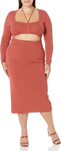 Miniatura 3 de The Drop Vestido midi Corbin de manga larga con detalle halter para mujer