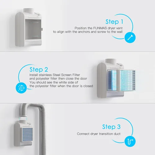 Miniatura 5 de FUNMAS Ventilación 3 en 1 para secadora interior + paquete de 10 filtros de repuesto FUNMAS