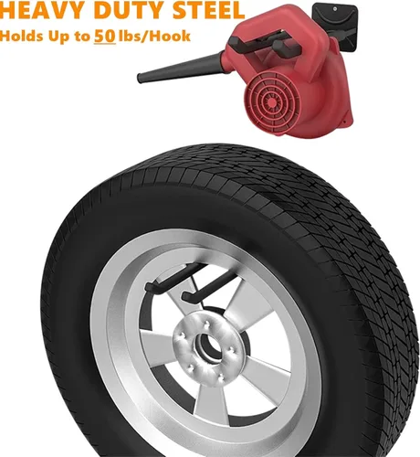 Miniatura 5 de TORACK Paquete de 4 ganchos para sistema de almacenamiento de garaje, organizador de herramientas de montaje en pared resistente, ganchos
