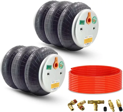 Miniatura 7 de TORQUE Paquete de 2 Resortes Neumáticos Universales Bolsa de Aire Repuesto 1/2" NPT Puerto Único Doble Fuelle Estándar 2600 libras con Línea de Aire